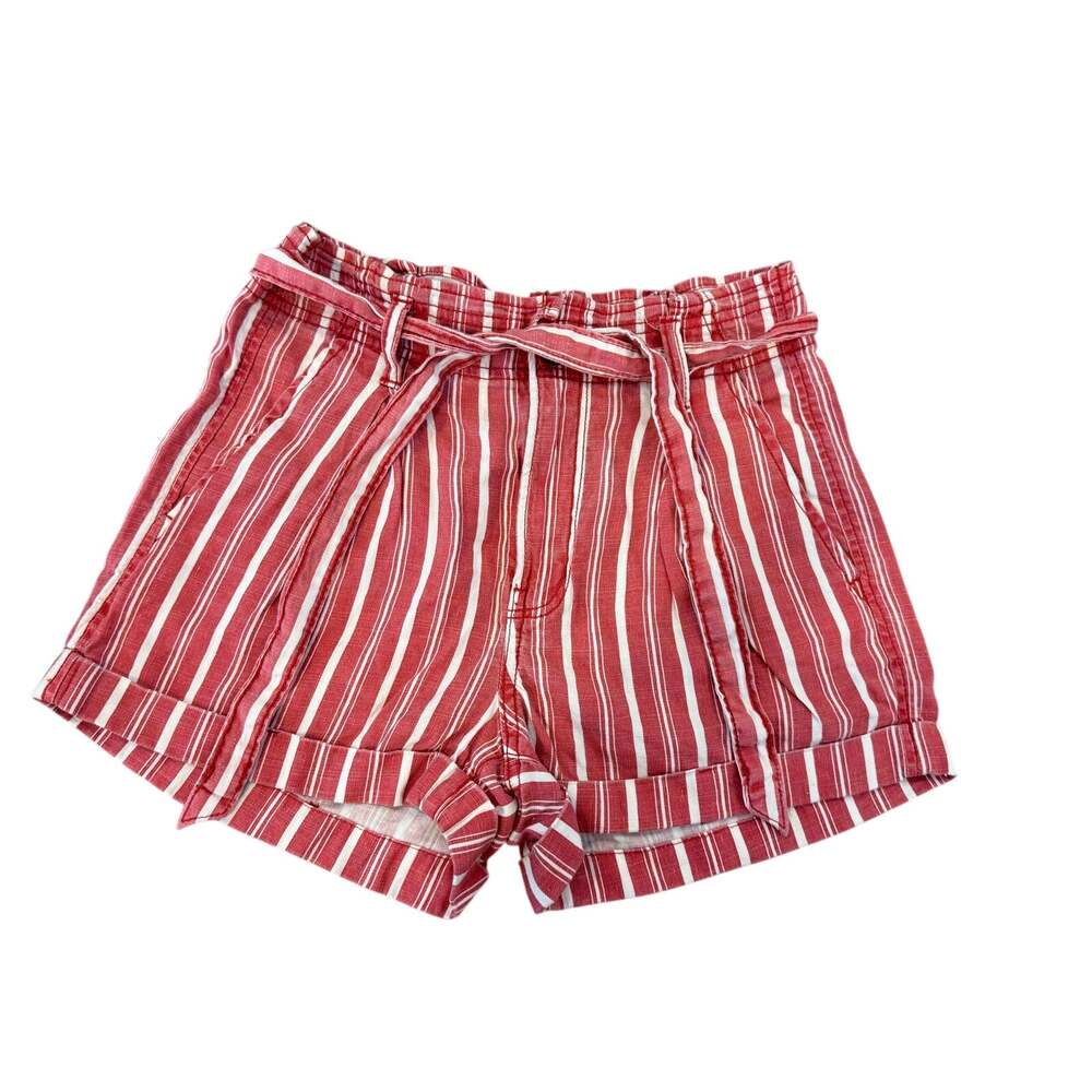 American Eagle Striped Tie Shorts Red White Women size 2 gameday
